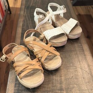 Girls Tan and White Sandals